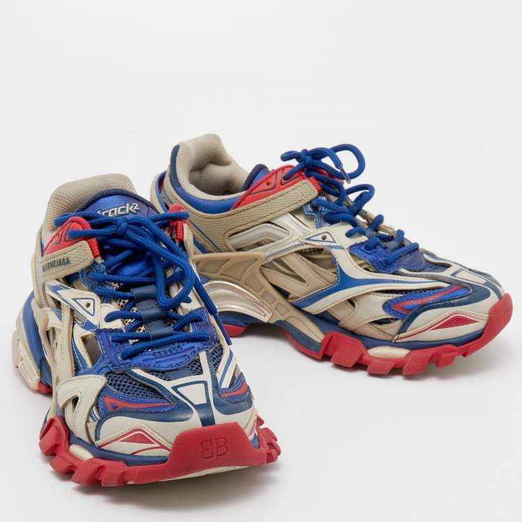 Pre Owned Balenciaga Multicolor Mesh And Synthetic Leather Track 2 Low Top Sneakers Size 38
