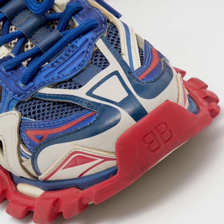 Pre Owned Balenciaga Multicolor Mesh And Synthetic Leather Track 2 Low Top Sneakers Size 38