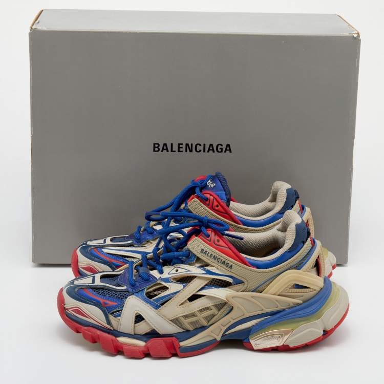 Pre Owned Balenciaga Multicolor Mesh And Synthetic Leather Track 2 Low Top Sneakers Size 38