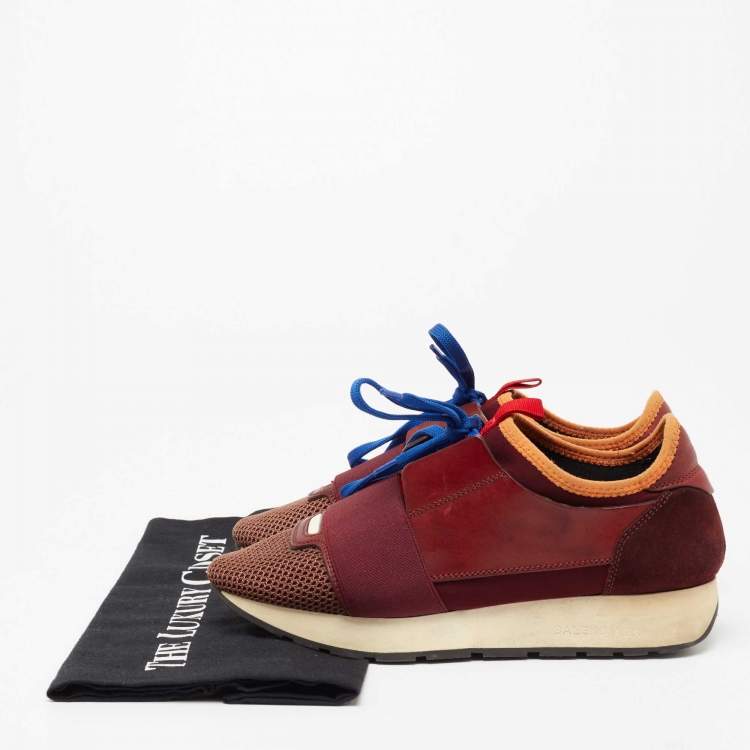 مملوكة مسبقًا Balenciaga Multicolor Mesh, Leather and Suede Race Runner Sneakers Size 36