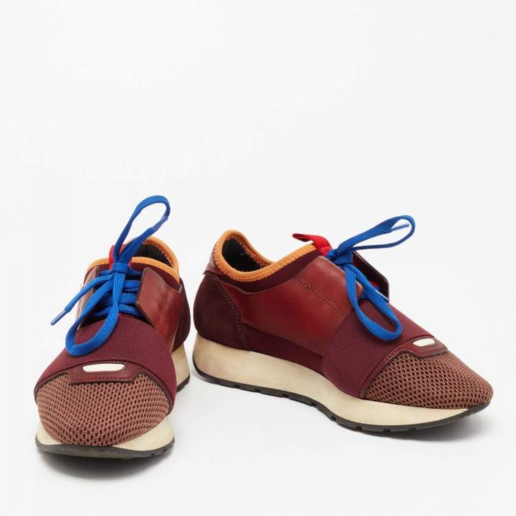 مملوكة مسبقًا Balenciaga Multicolor Mesh, Leather and Suede Race Runner Sneakers Size 36