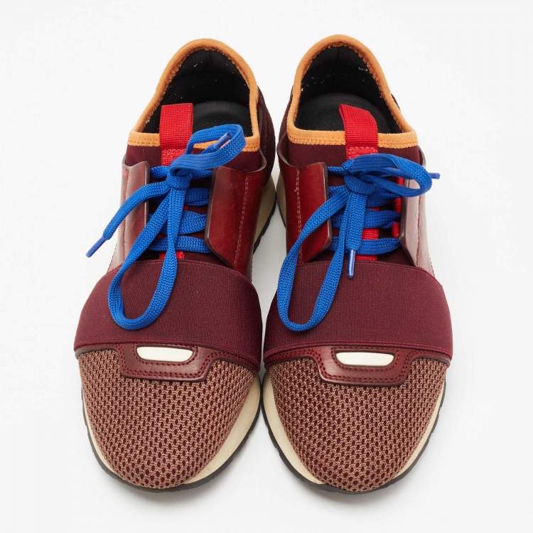 مملوكة مسبقًا Balenciaga Multicolor Mesh, Leather and Suede Race Runner Sneakers Size 36