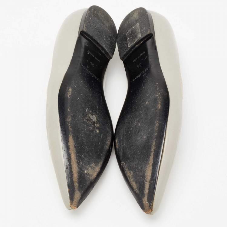 مملوكة مسبقًا Balenciaga Grey Croc Embossed And Leather Pointed Toe Ballet Flats Size 36