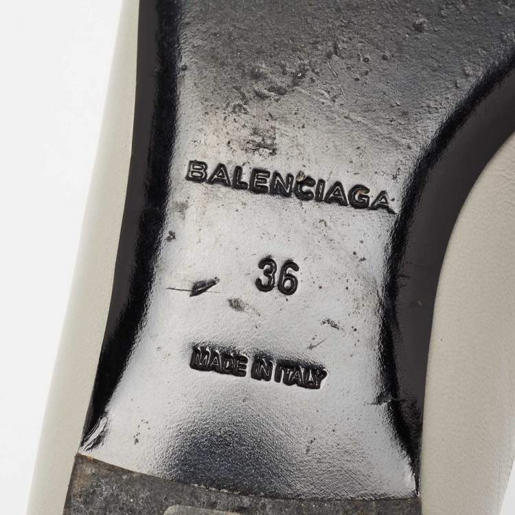 مملوكة مسبقًا Balenciaga Grey Croc Embossed And Leather Pointed Toe Ballet Flats Size 36
