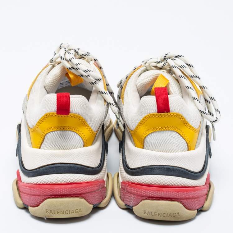 Pre Owned Balenciaga Multicolor Leather And Mesh Triple S Sneakers Size 39