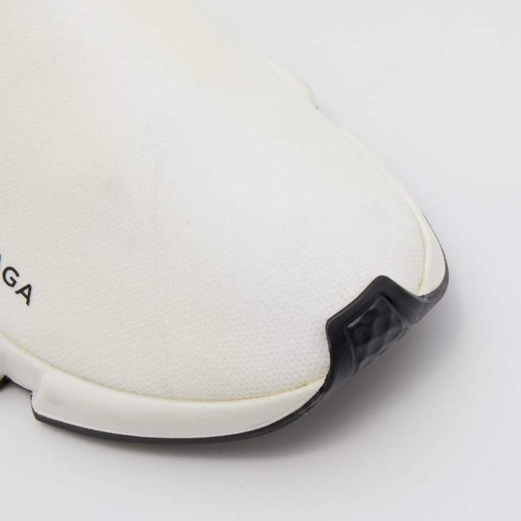 Pre Owned Balenciaga White Knit Fabric Speed Trainer Sneakers Size 38