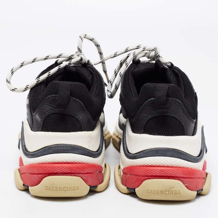 Pre Owned Balenciaga Black Suede And Mesh Triple S Sneakers Size 39