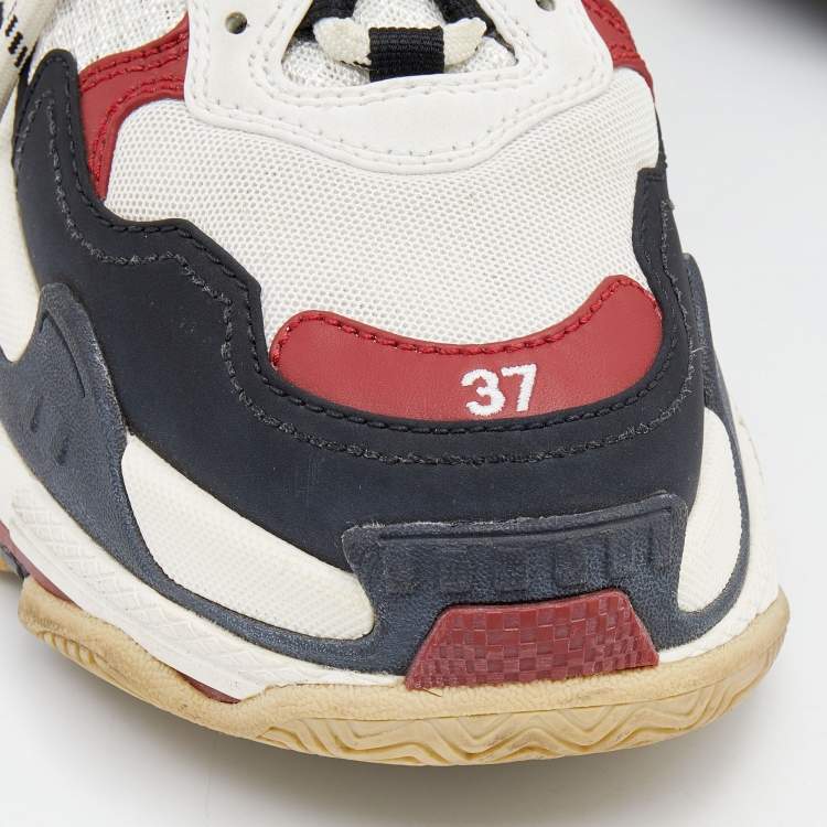 Pre Owned Balenciaga Multicolor Mesh And Nubuck Leather Triple S Sneakers Size 37
