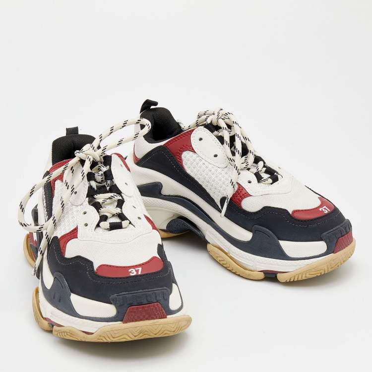 Pre Owned Balenciaga Multicolor Mesh And Nubuck Leather Triple S Sneakers Size 37