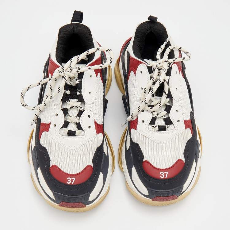 Pre Owned Balenciaga Multicolor Mesh And Nubuck Leather Triple S Sneakers Size 37