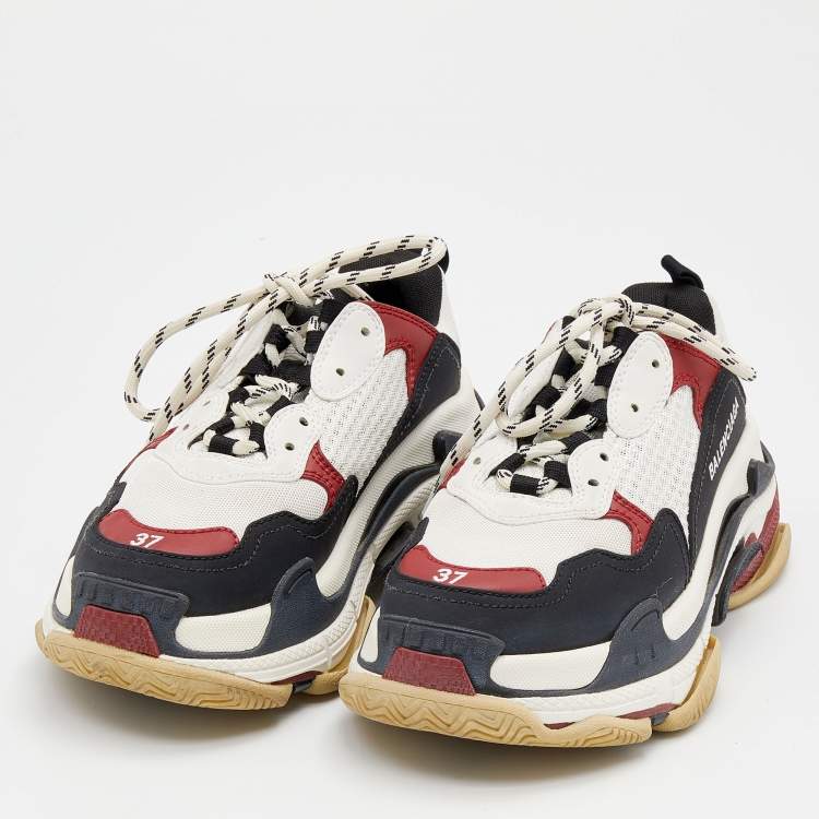Pre Owned Balenciaga Multicolor Mesh And Nubuck Leather Triple S Sneakers Size 37