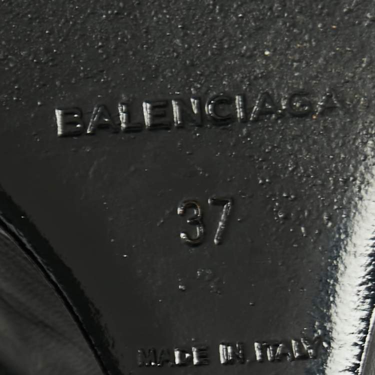 Pre Owned Balenciaga Black Leather Studded Arena Wedge Mules Size 37