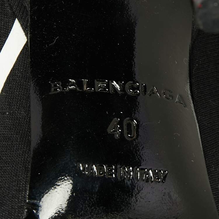 Pre Owned Balenciaga Black Pleated Fabric and Leather Logo Knife Pumps Size 40