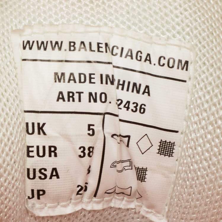 Pre Owned Balenciaga Off-White/Orange Mesh, Leather and Nylon Track Low-Top Sneakers Size 38
