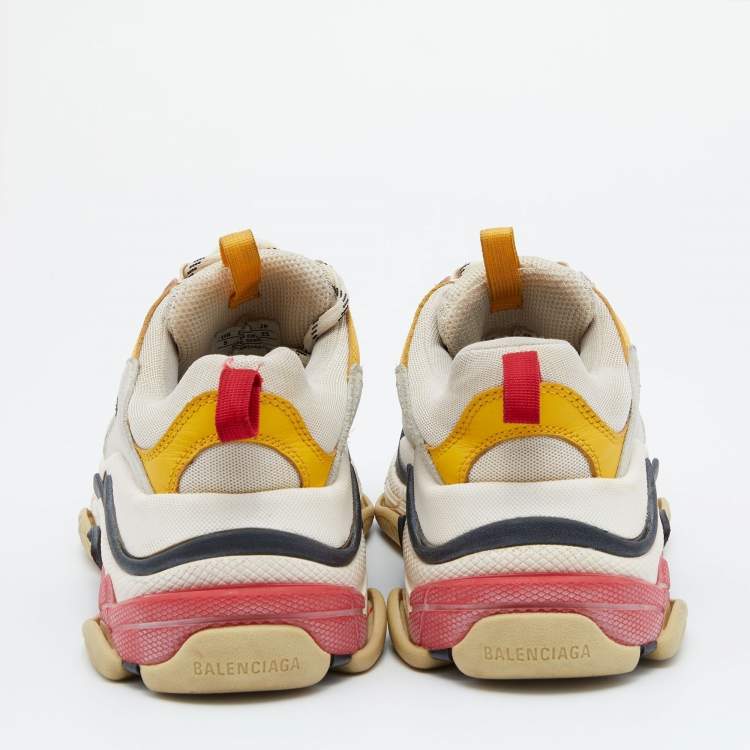 Pre Owned Balenciaga Multicolor Leather And Mesh Triple S Clear Sneakers Size 38