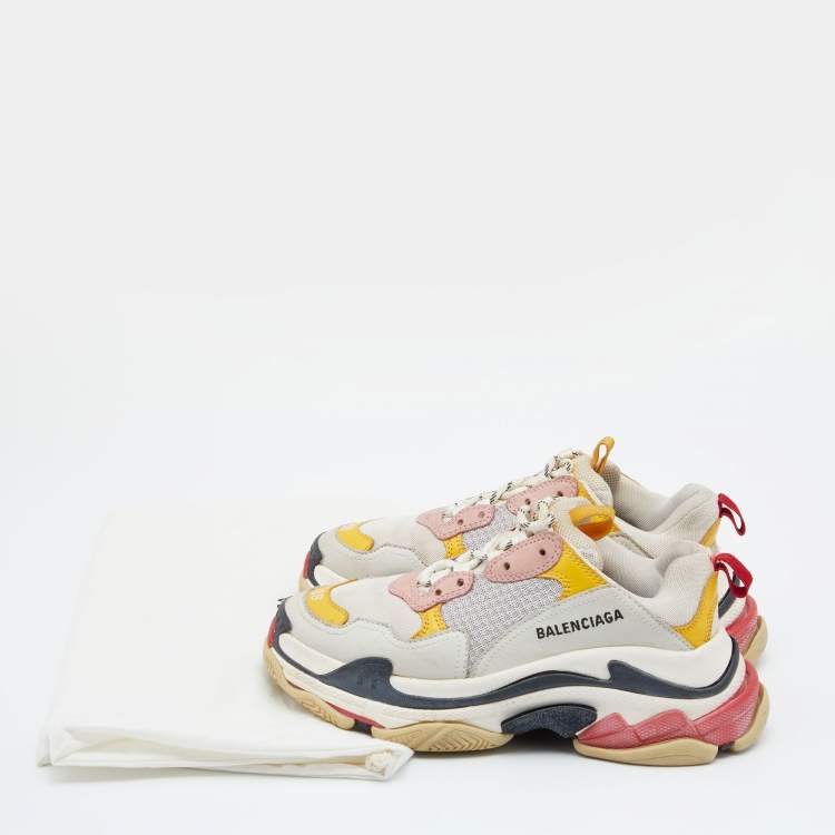 Pre Owned Balenciaga Multicolor Leather And Mesh Triple S Clear Sneakers Size 38