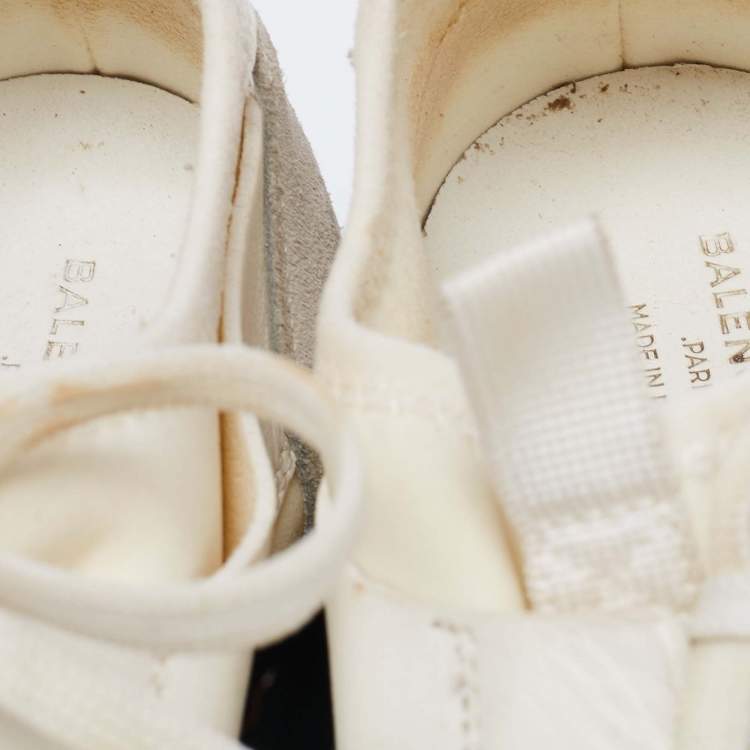 Pre Owned Balenciaga White Leather And Mesh Race Runner Sneakers Size 39