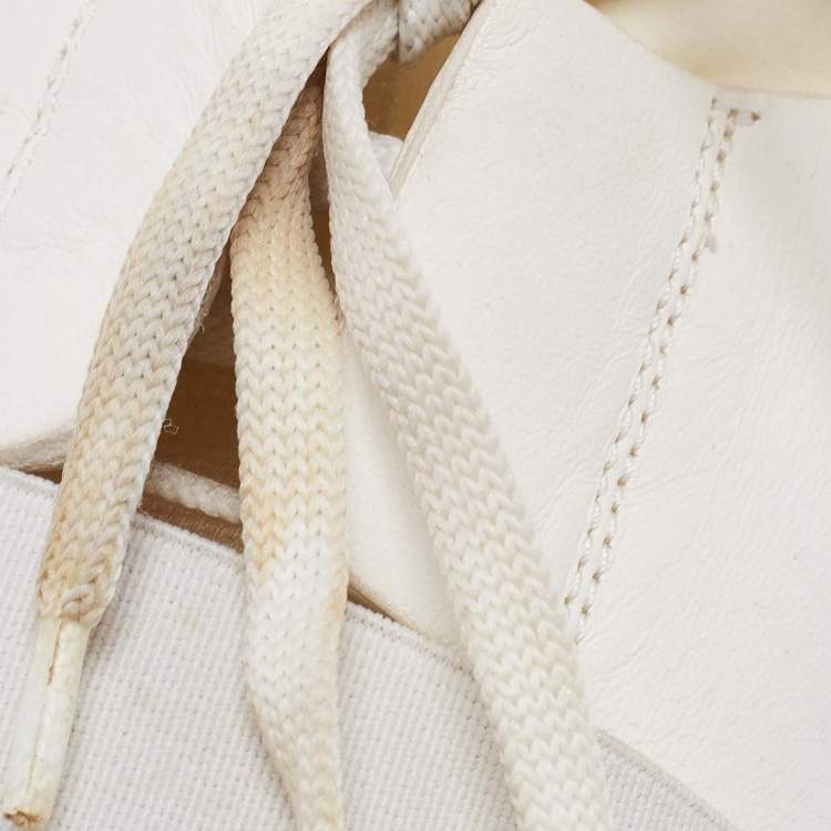 Pre Owned Balenciaga White Leather And Mesh Race Runner Sneakers Size 39
