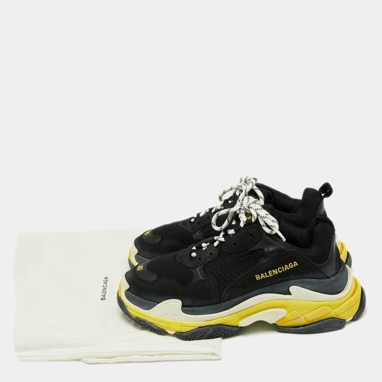 Pre Owned Balenciaga Black Leather And Mesh Triple S Clear  Sneakers Size 40
