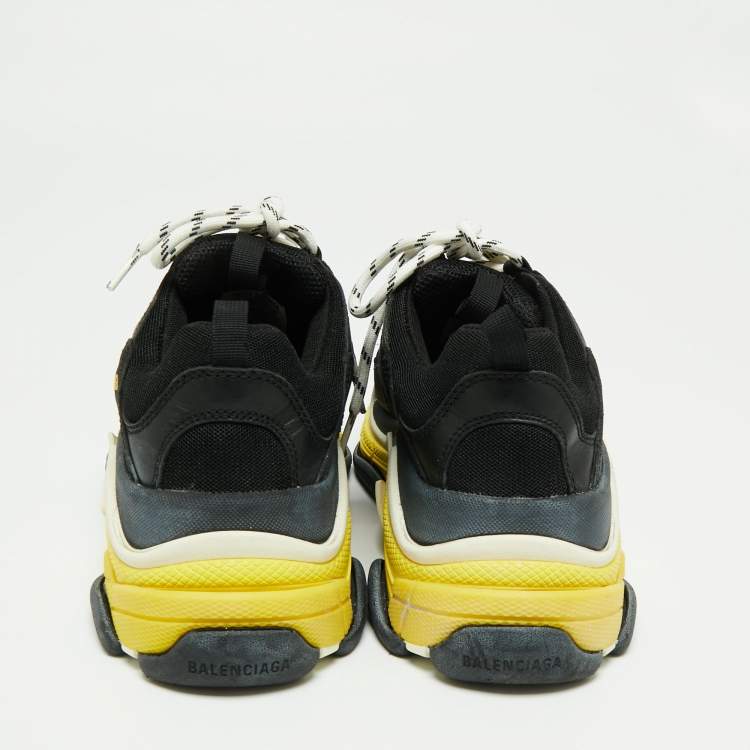 Pre Owned Balenciaga Black Leather And Mesh Triple S Clear  Sneakers Size 40
