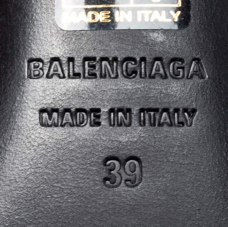 Pre Owned Balenciaga Grey Satin Knife Mule  Sandals Size 39