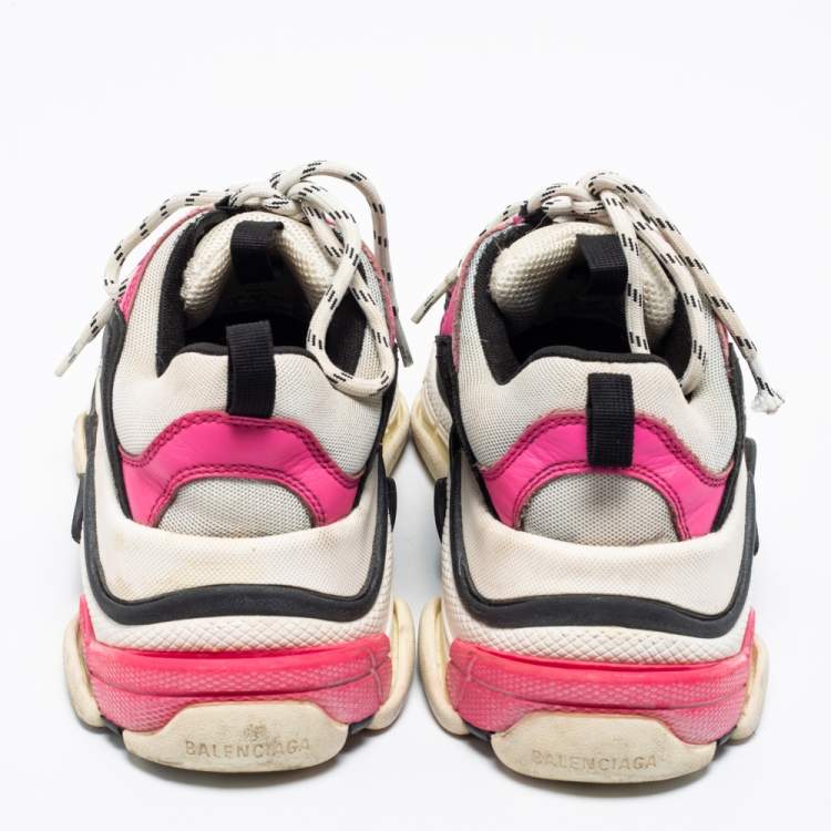 Pre Owned Balenciaga Multicolor Leather and Mesh Triple S Sneakers Size 39