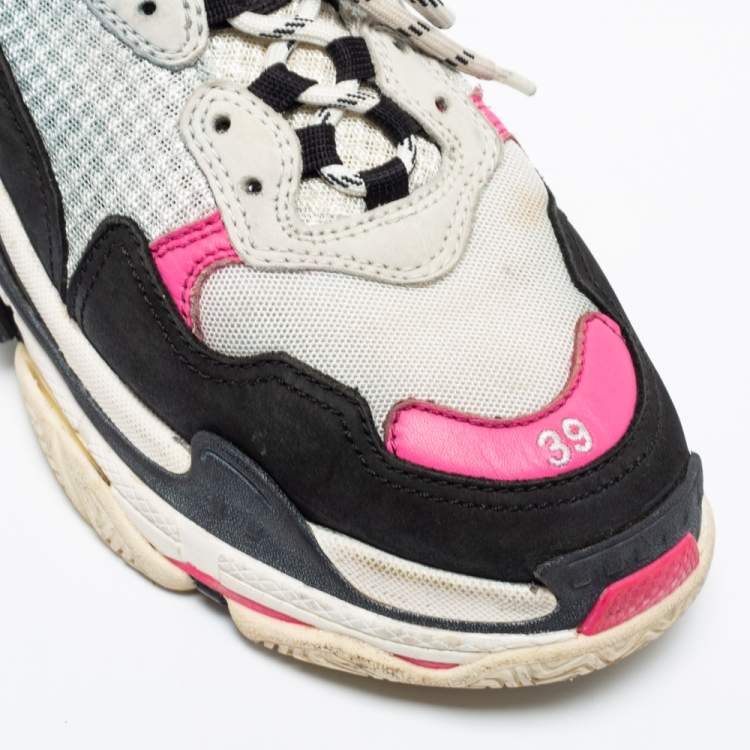 Pre Owned Balenciaga Multicolor Leather and Mesh Triple S Sneakers Size 39