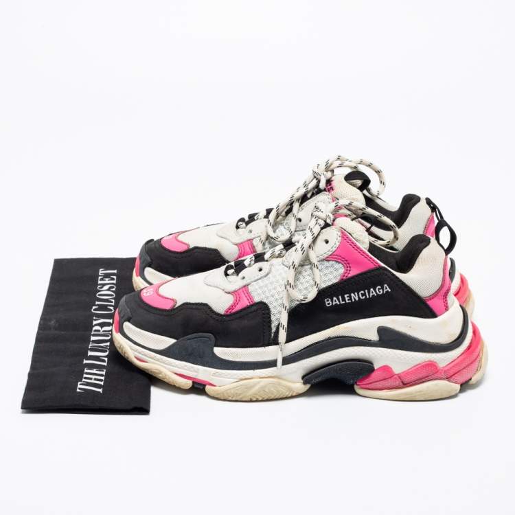 Pre Owned Balenciaga Multicolor Leather and Mesh Triple S Sneakers Size 39