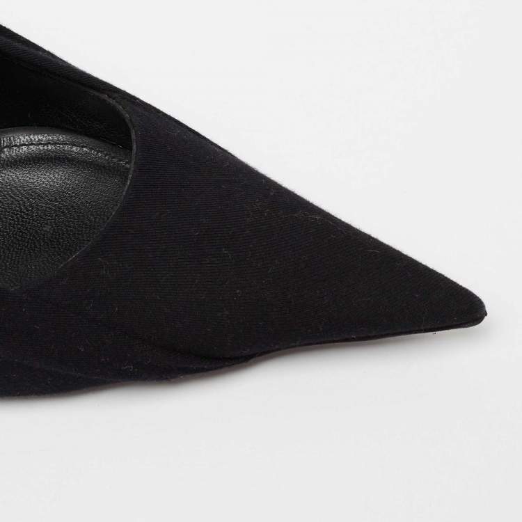 Pre Owned Balenciaga Black Fabric Knife Logo Pointed Toe Pumps Size 40