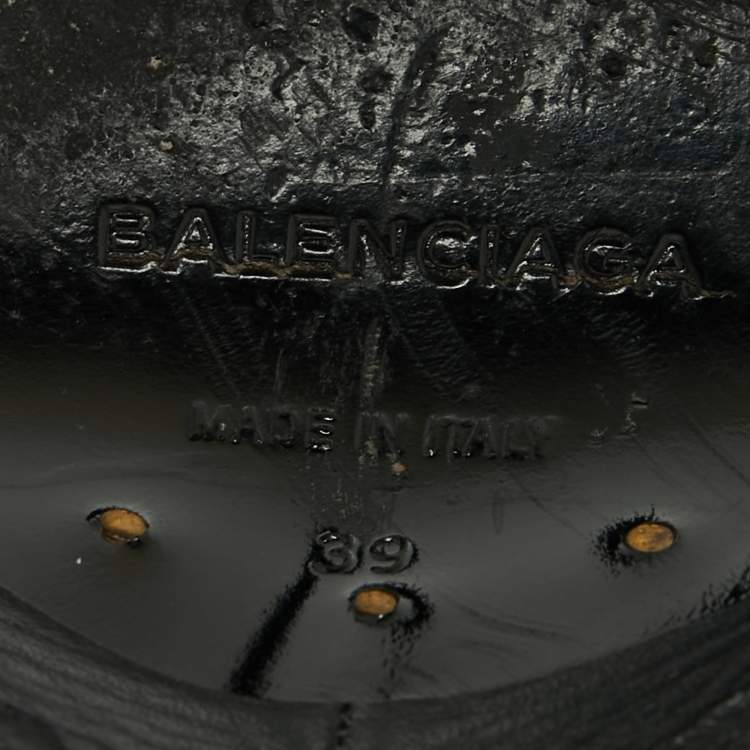 Pre Owned Balenciaga Black Leather Open Toe Glove Slingback Sandals Size 39
