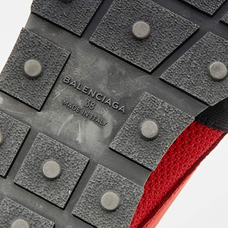 Pre Owned Balenciaga Red Suede And Leather Race Runner Sneakers Size 38