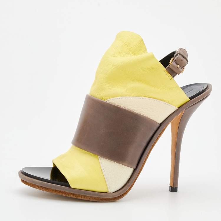 Pre Owned Balenciaga Multicolor Leather Open Toe Ankle Strap Sandals Size 40