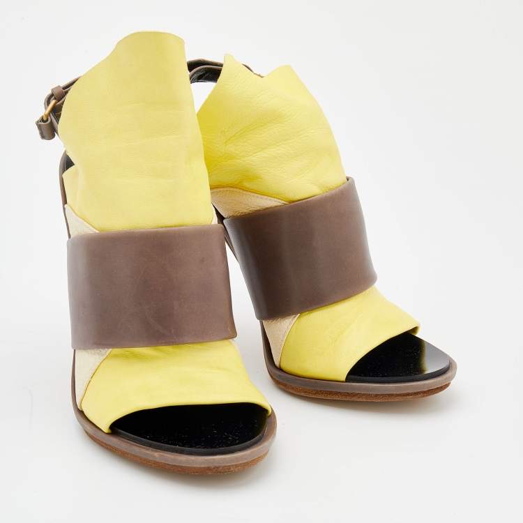 Pre Owned Balenciaga Multicolor Leather Open Toe Ankle Strap Sandals Size 40