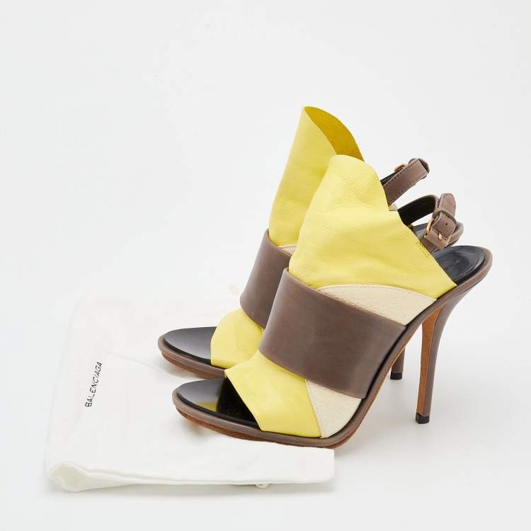 Pre Owned Balenciaga Multicolor Leather Open Toe Ankle Strap Sandals Size 40