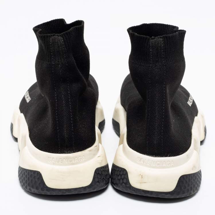 Pre Owned Balenciaga Black Knit Fabric Speed Trainer Sneakers Size 39