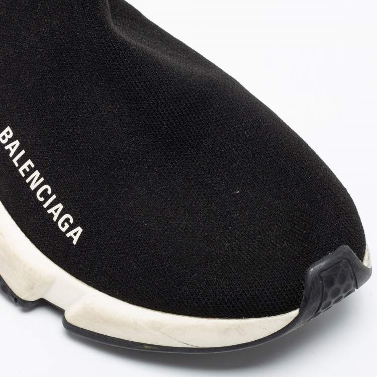 Pre Owned Balenciaga Black Knit Fabric Speed Trainer Sneakers Size 39