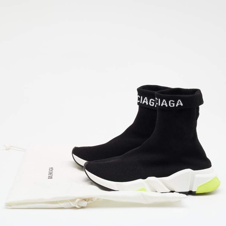 Pre Owned Balenciaga Black Knit Fabric Speed Trainer Sneakers Size 35