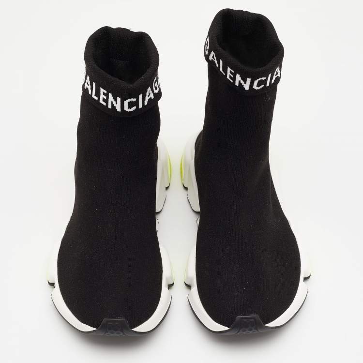 Pre Owned Balenciaga Black Knit Fabric Speed Trainer Sneakers Size 35