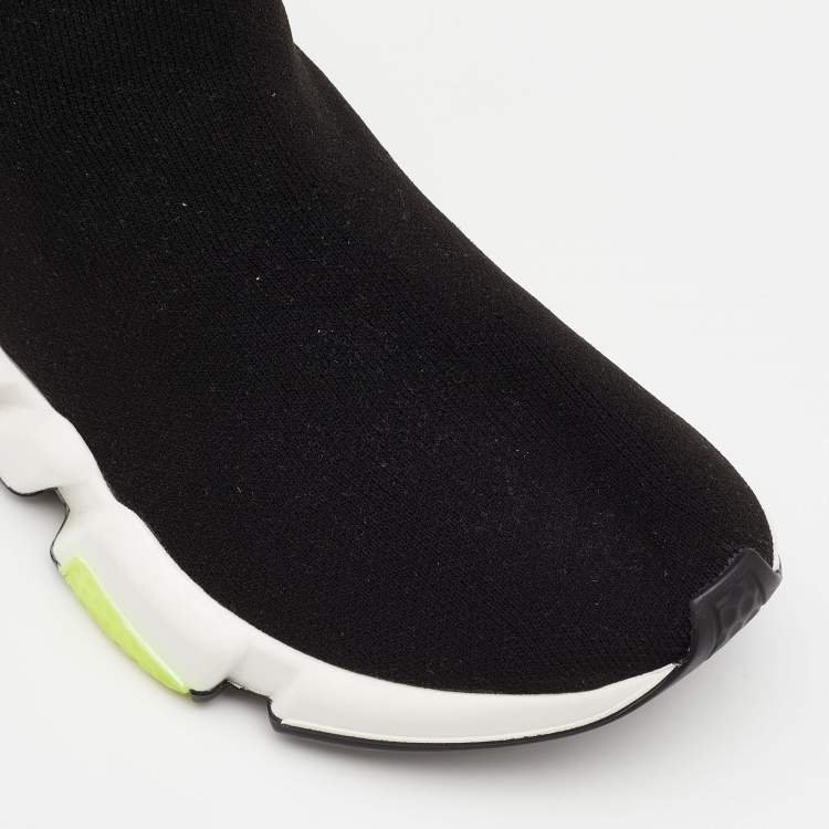 Pre Owned Balenciaga Black Knit Fabric Speed Trainer Sneakers Size 35