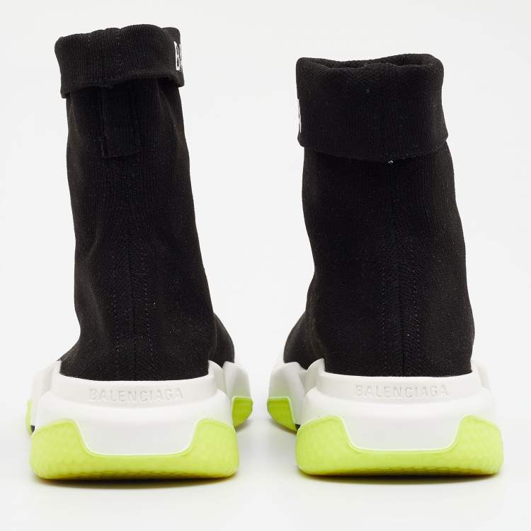 Pre Owned Balenciaga Black Knit Fabric Speed Trainer Sneakers Size 35