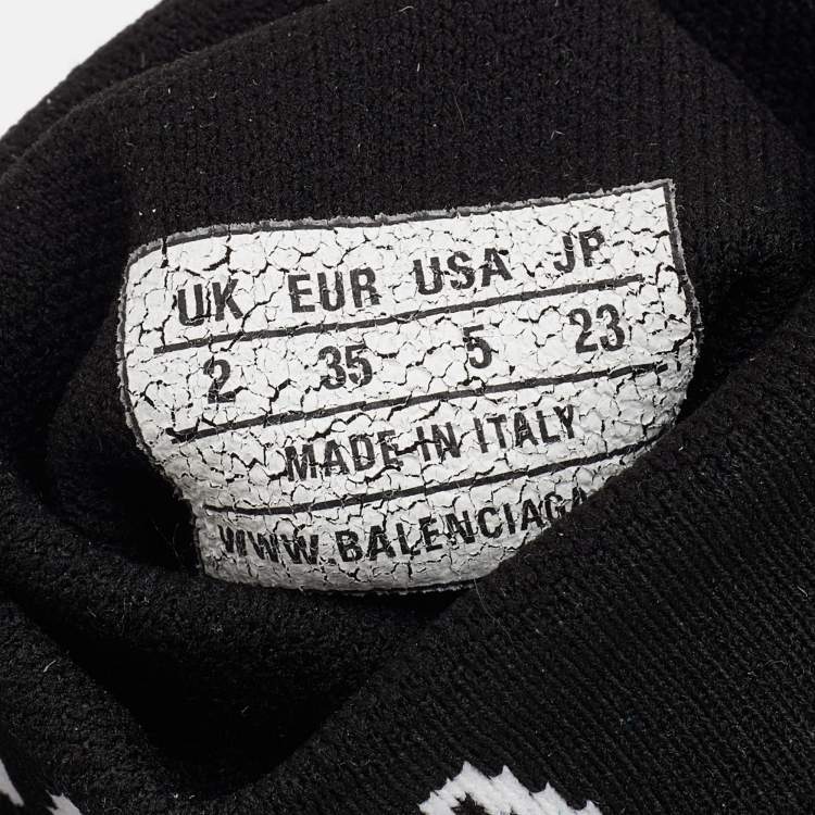 Pre Owned Balenciaga Black Knit Fabric Speed Trainer Sneakers Size 35