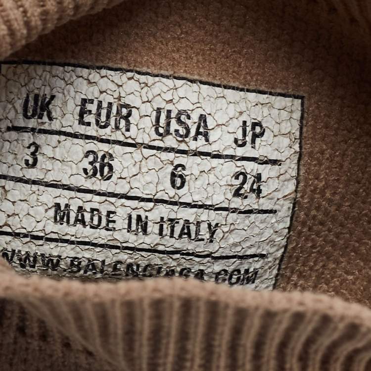 Pre Owned Balenciaga Beige Knit Fabric Speed Trainer High-Top Sneakers Size 36