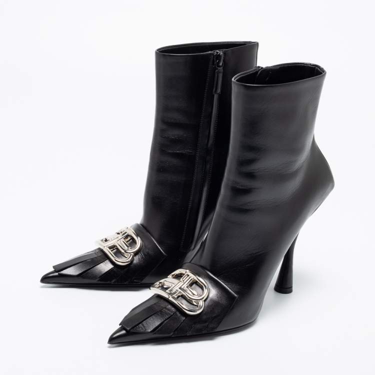 Balenciaga Black Leather BB Ankle Boots Size 38.5 Balenciaga | TLC