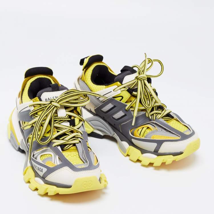 Pre Owned Balenciaga Multicolor Leather And Mesh Track Sneakers Size 36