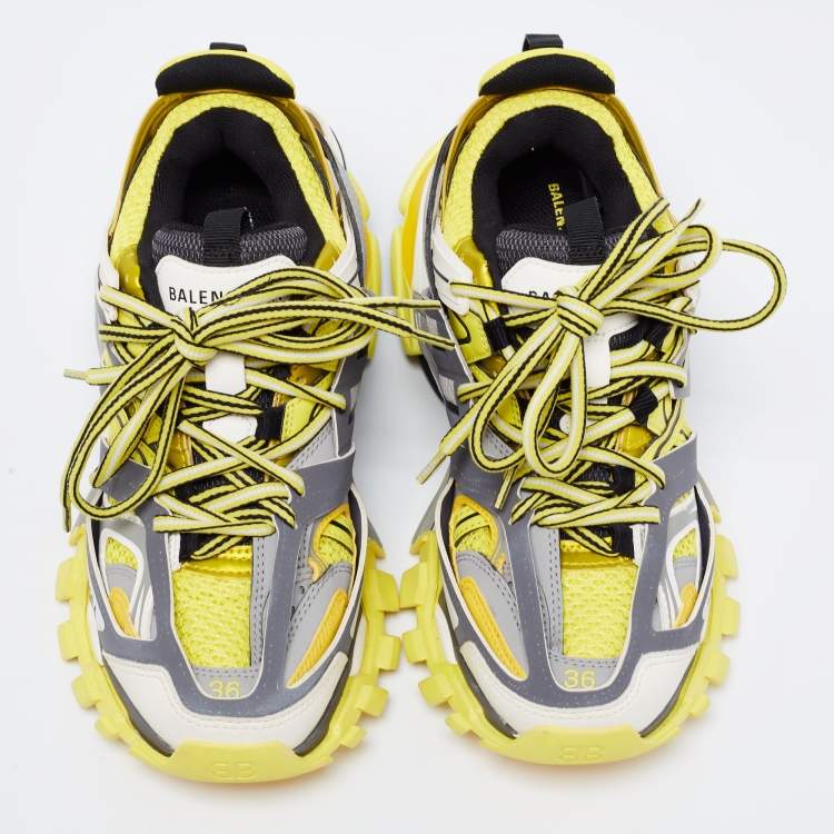 Pre Owned Balenciaga Multicolor Leather And Mesh Track Sneakers Size 36
