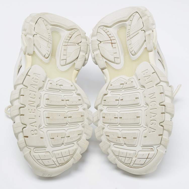 Pre Owned Balenciaga White Leather And Mesh Track Sneakers Size 37
