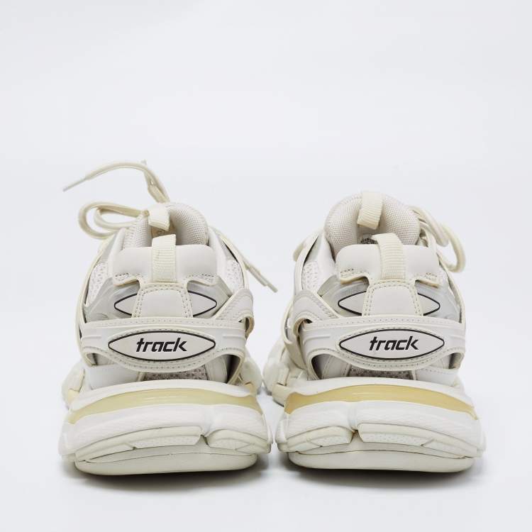 Pre Owned Balenciaga White Leather And Mesh Track Sneakers Size 37