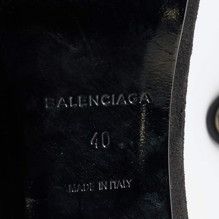 Pre Owned Balenciaga Black Leather Open Toe Glove Slingback Sandals Size 40