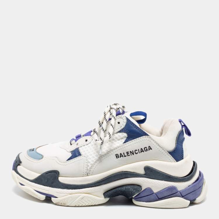 Pre Owned Balenciaga Multicolor Leather and Mesh Triple S Platform Sneakers Size 37