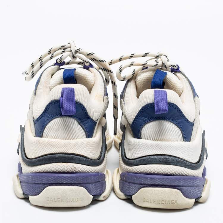 Pre Owned Balenciaga Multicolor Leather and Mesh Triple S Platform Sneakers Size 37
